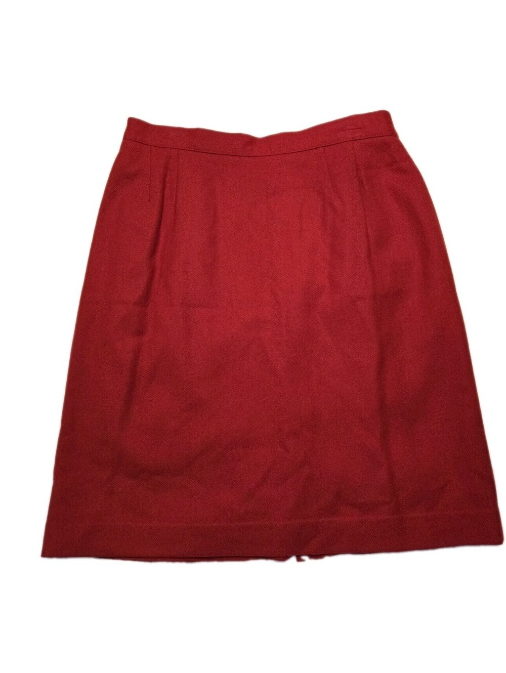 Vintage Block Island Petites Red Pure Wool Tailored Pencil Skirt Sz 16 Lined